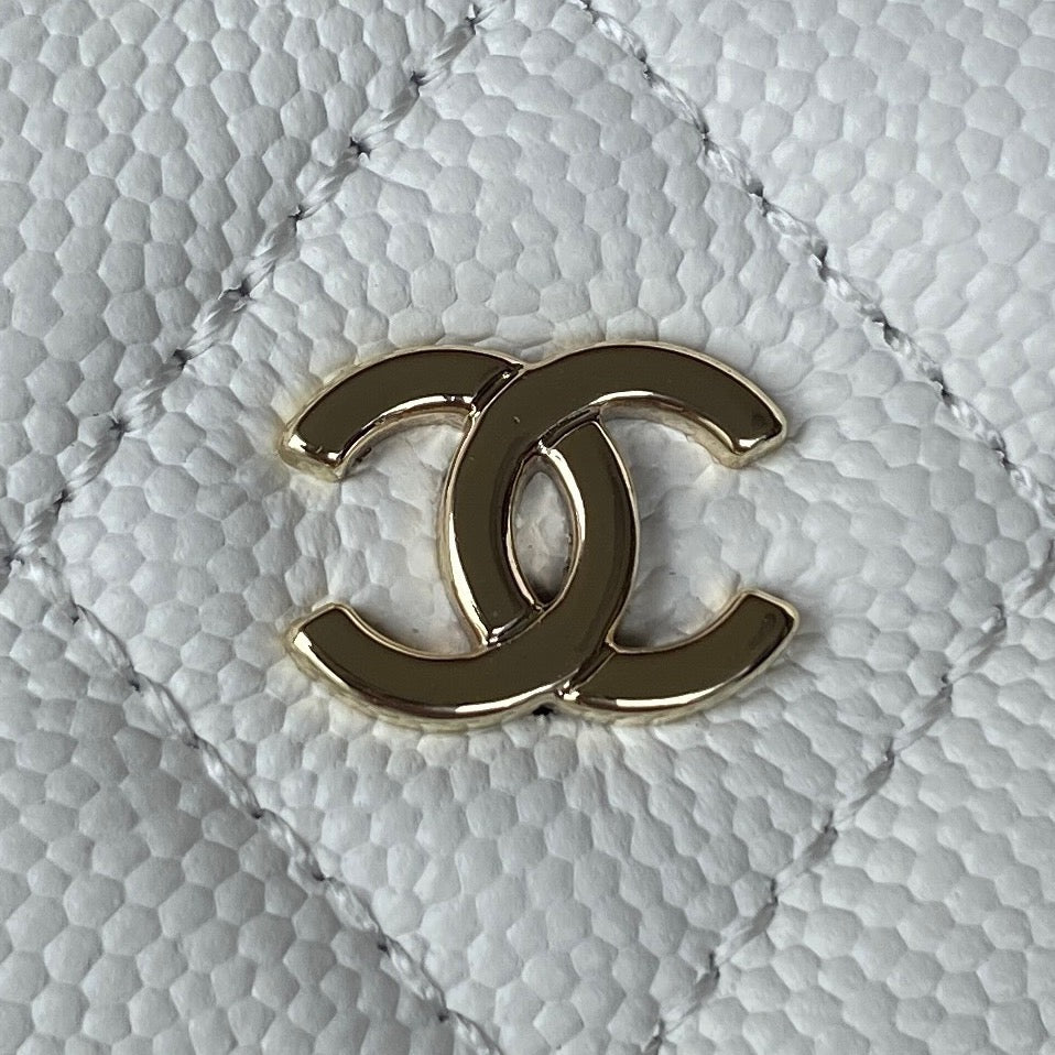 Chanel Classic CC Vanity Case White Lambskin Gold Hardware