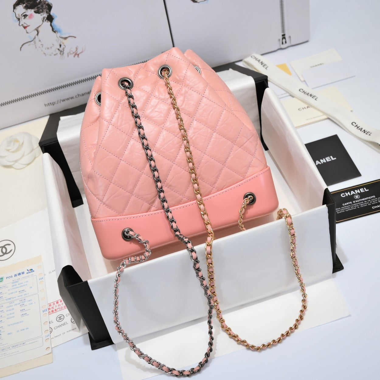 Chanel Backpack In Light Pink Calfskin Leather