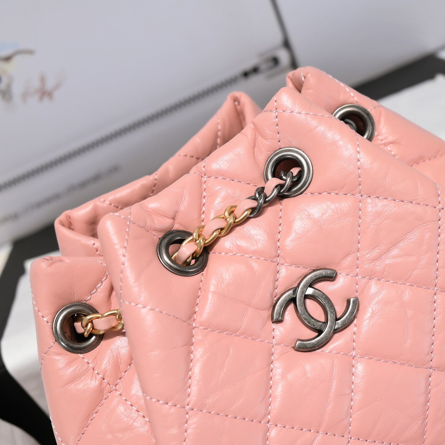 Chanel Backpack In Light Pink Calfskin Leather