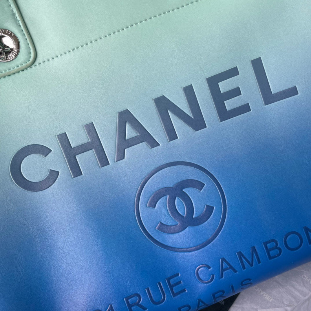 CHANEL Beach Leather Tote Bag In Blue Gradient