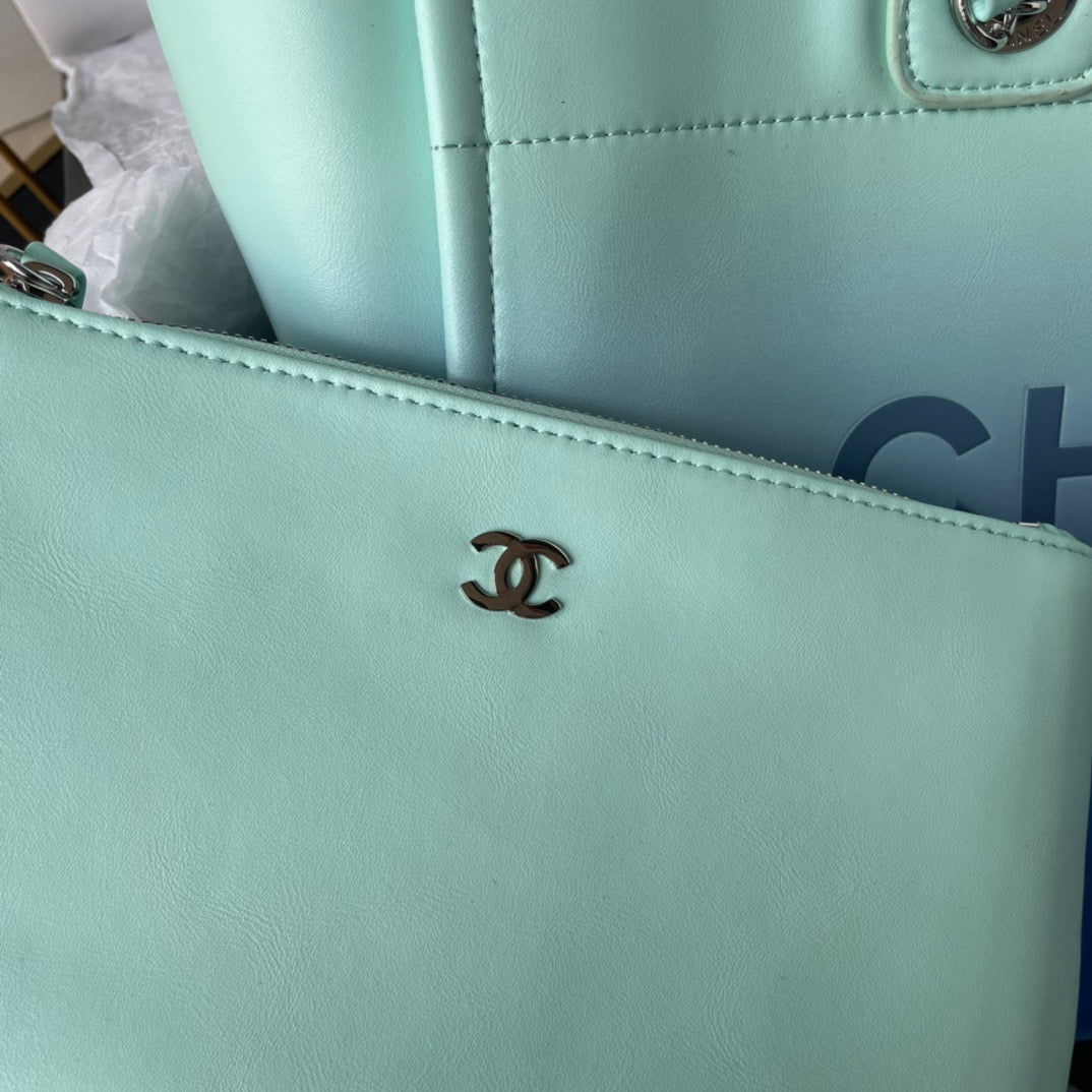 CHANEL Beach Leather Tote Bag In Blue Gradient