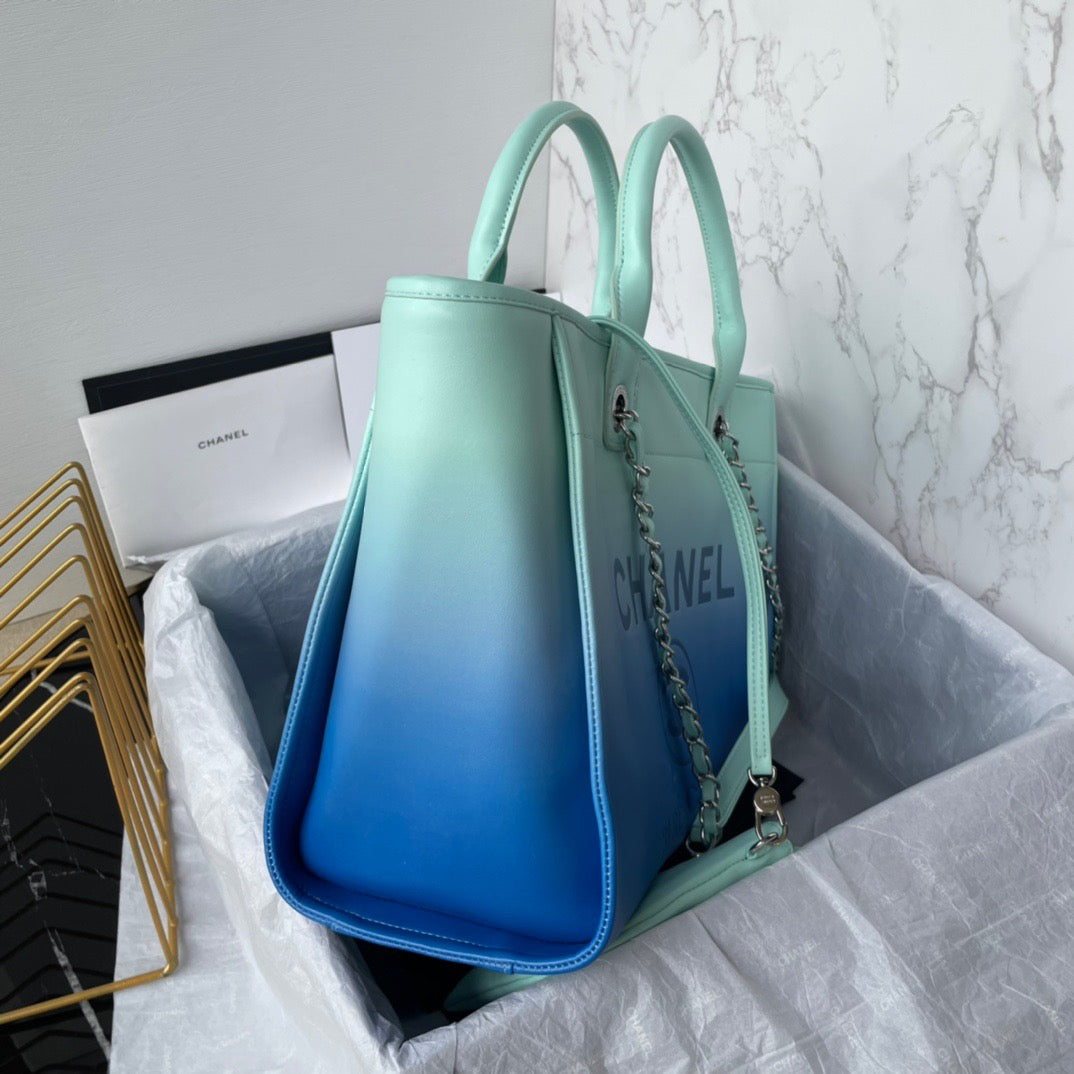 CHANEL Beach Leather Tote Bag In Blue Gradient