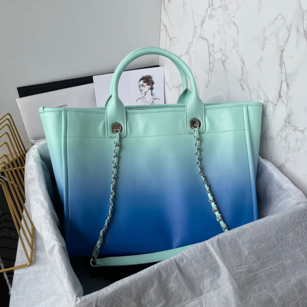 CHANEL Beach Leather Tote Bag In Blue Gradient