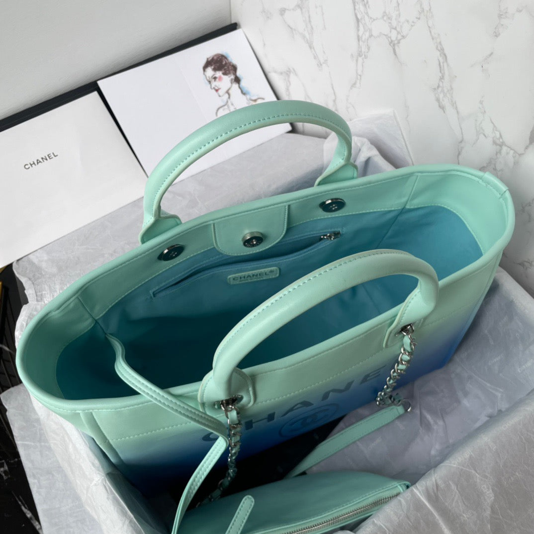 CHANEL Beach Leather Tote Bag In Blue Gradient