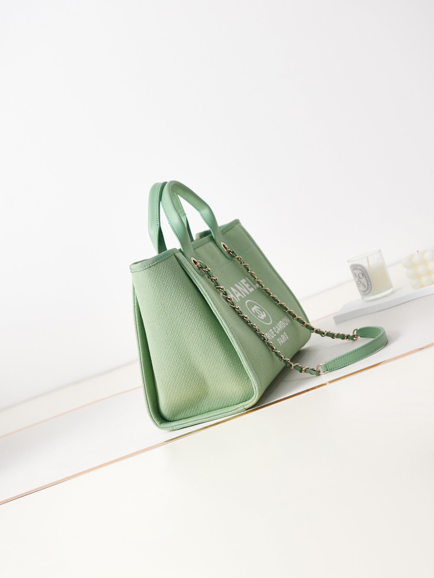 CHANEL Beach Canvas Tote Bag In Green