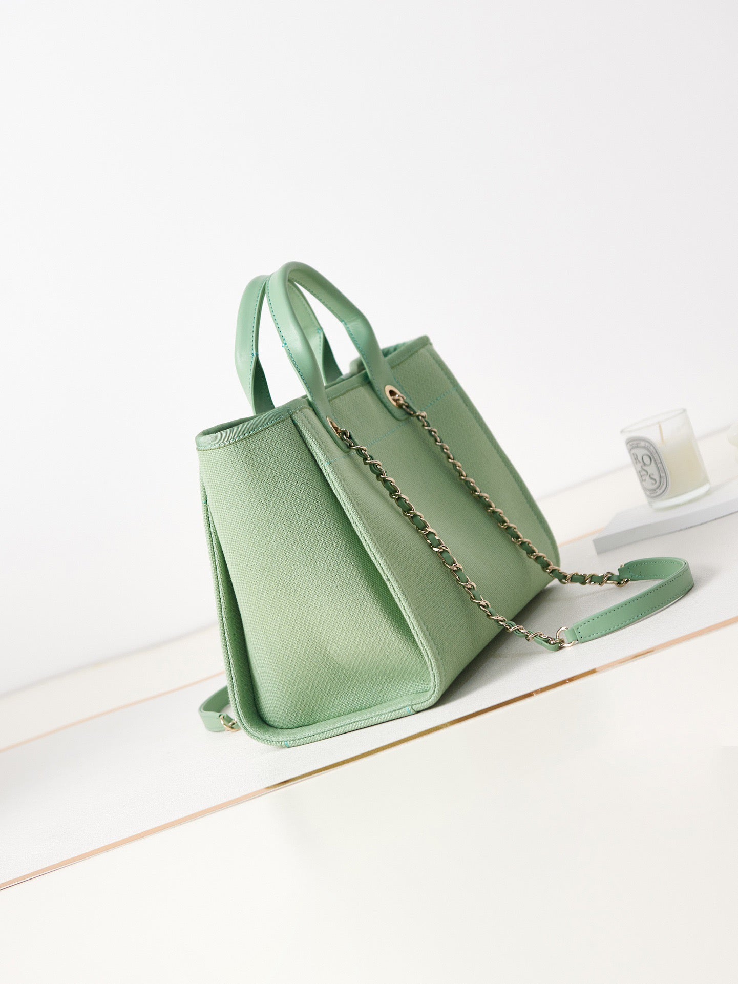 CHANEL Beach Canvas Tote Bag In Green