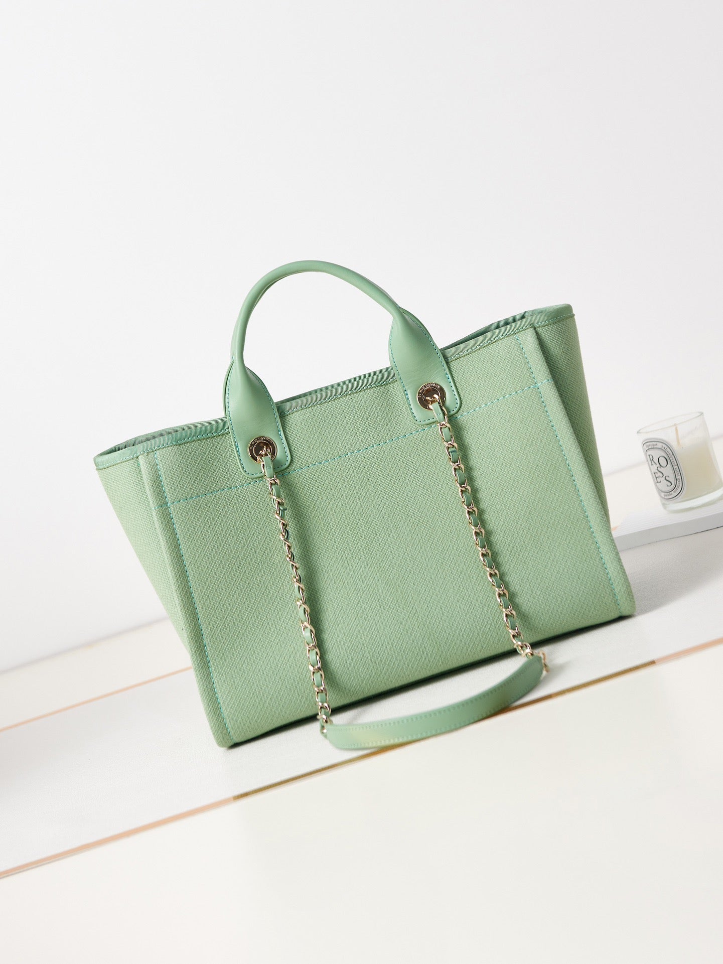 CHANEL Beach Canvas Tote Bag In Green