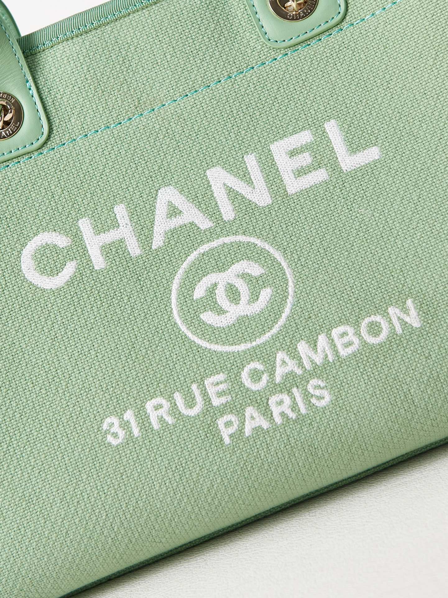 CHANEL Beach Canvas Tote Bag In Green