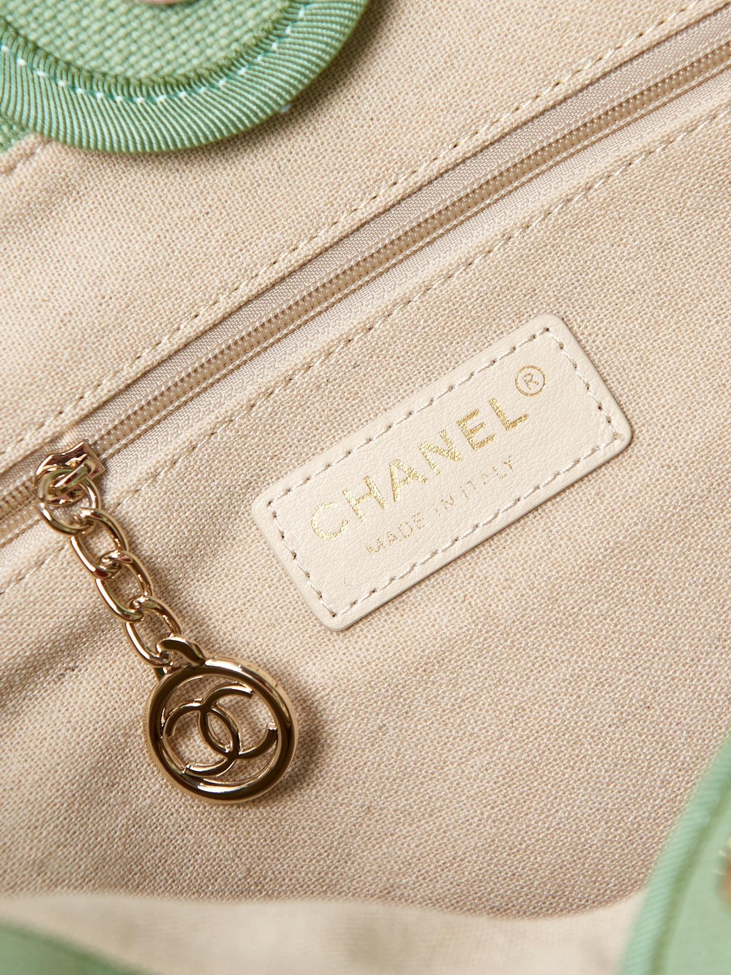 CHANEL Beach Canvas Tote Bag In Green