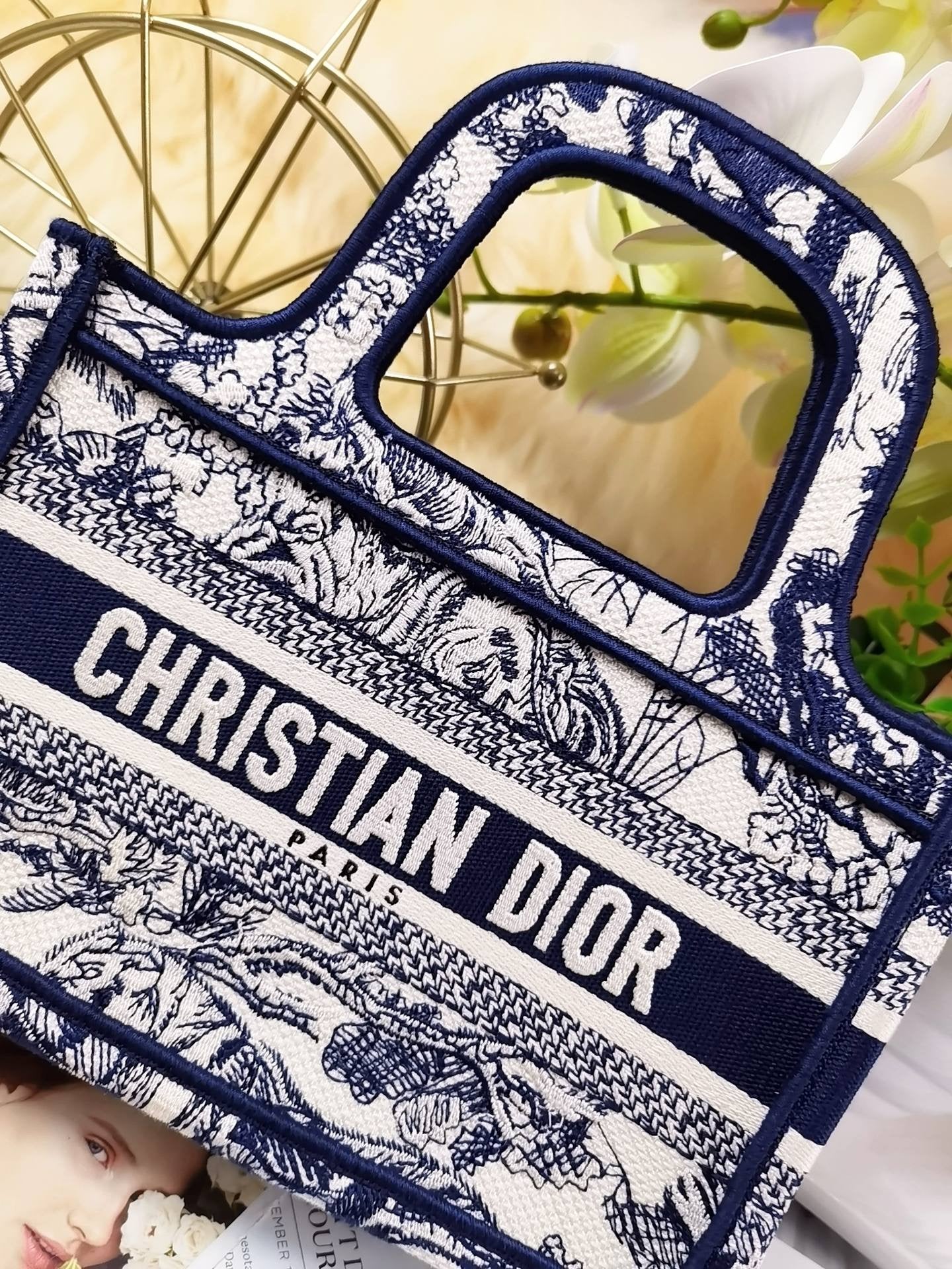 Dior Mini Presbyopia Book Tote Bag  In Blue