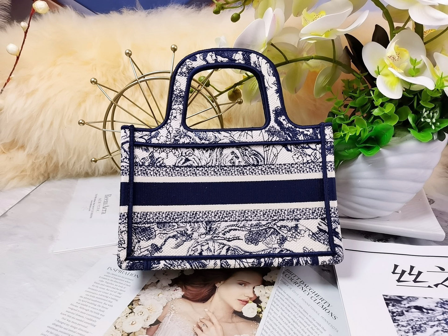 Dior Mini Presbyopia Book Tote Bag  In Blue