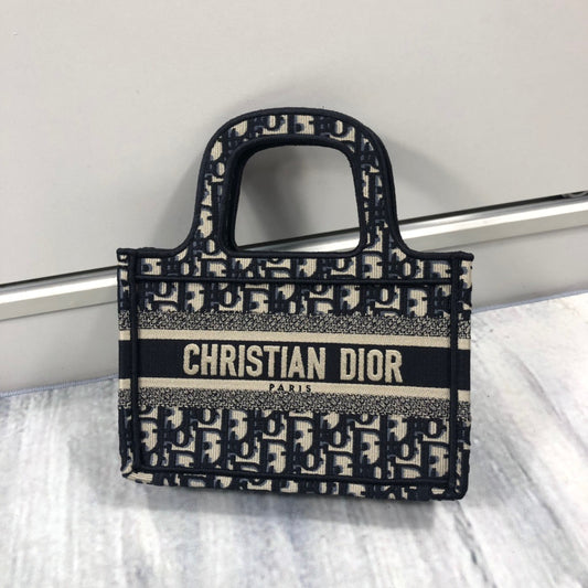 Dior Black Presbyopia Embroidered Mini Book Tote Bag