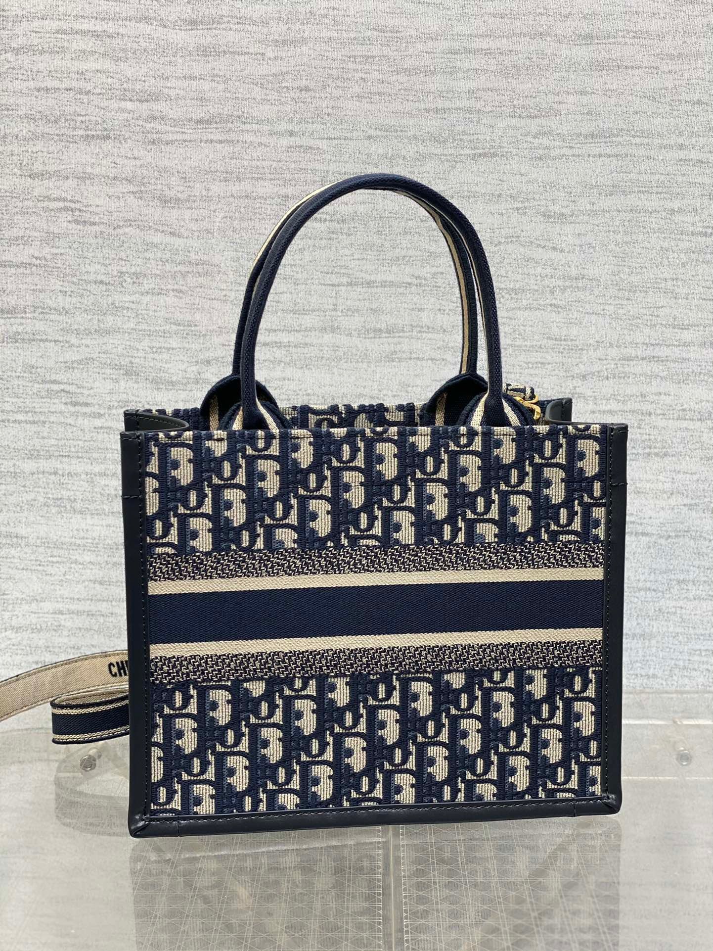 Dior Blue Presbyopia Embroidered Small Tote Bag