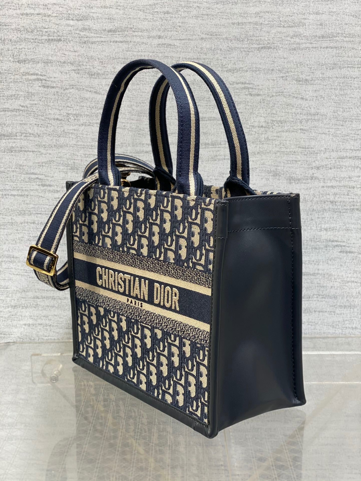 Dior Blue Presbyopia Embroidered Small Tote Bag