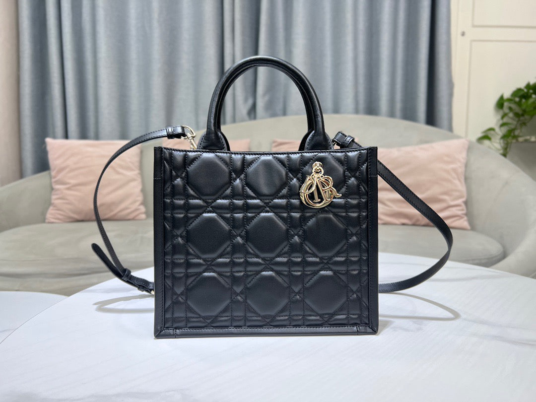 Dior Black Small Lady Tote Bag With Soft Lambskin