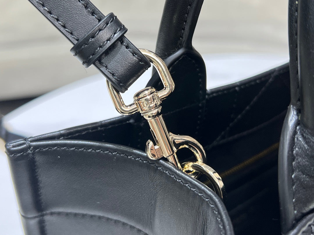 Dior Black Small Lady Tote Bag With Soft Lambskin