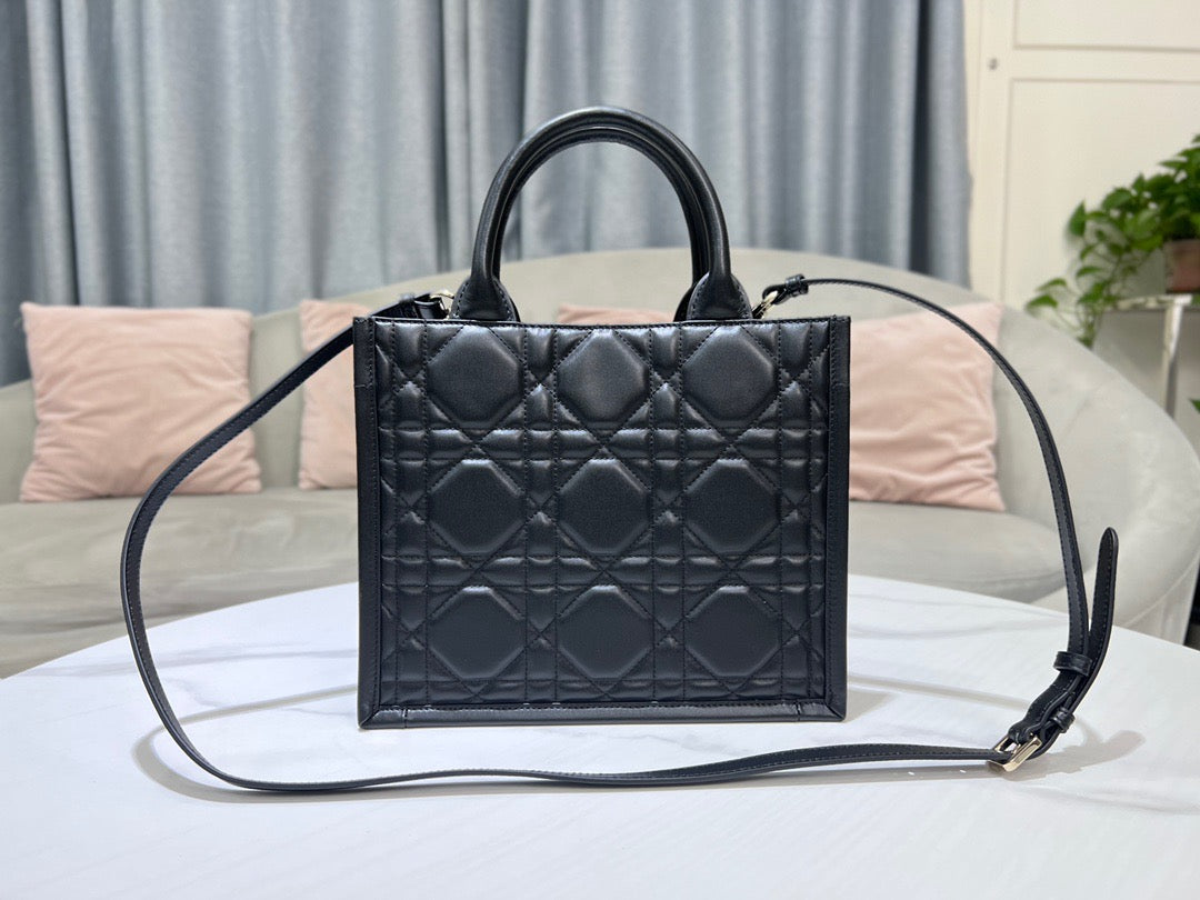 Dior Black Small Lady Tote Bag With Soft Lambskin