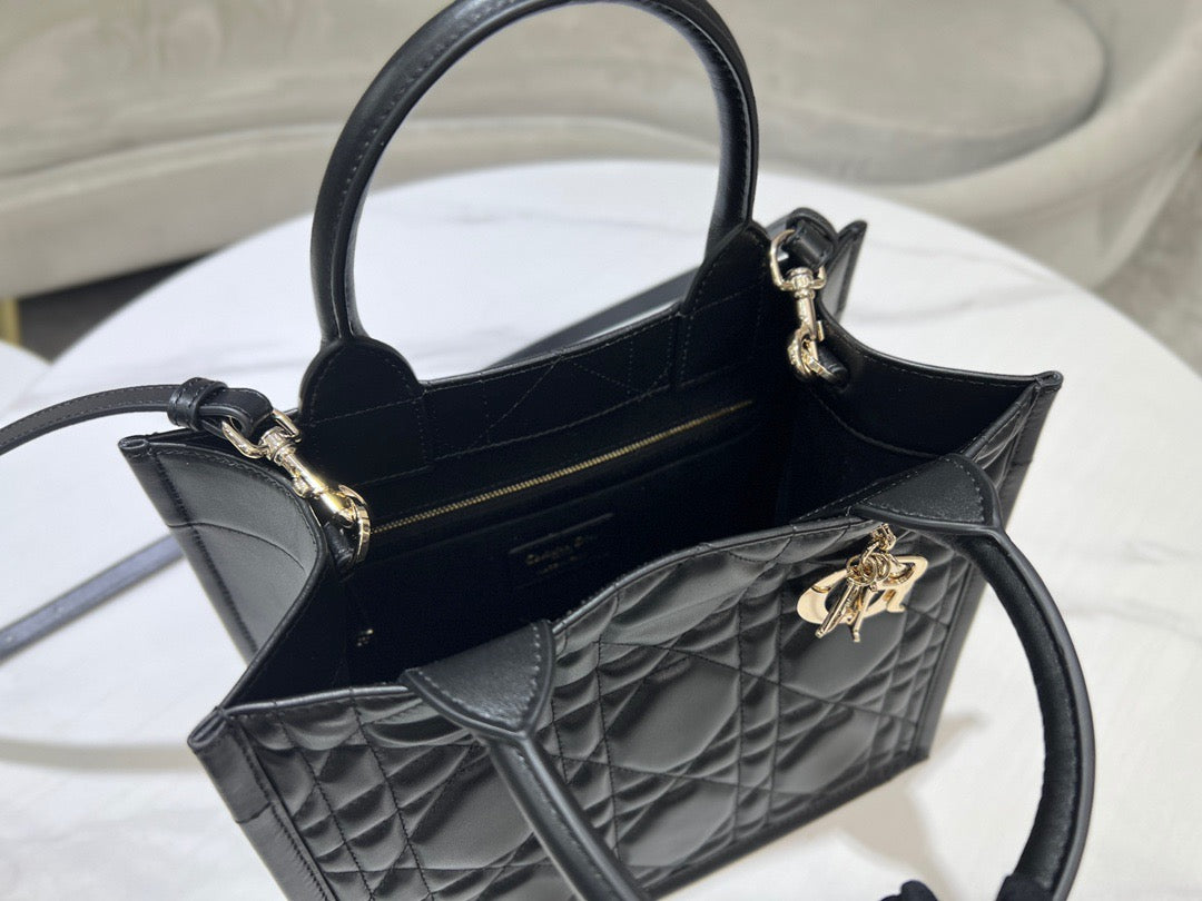 Dior Black Small Lady Tote Bag With Soft Lambskin