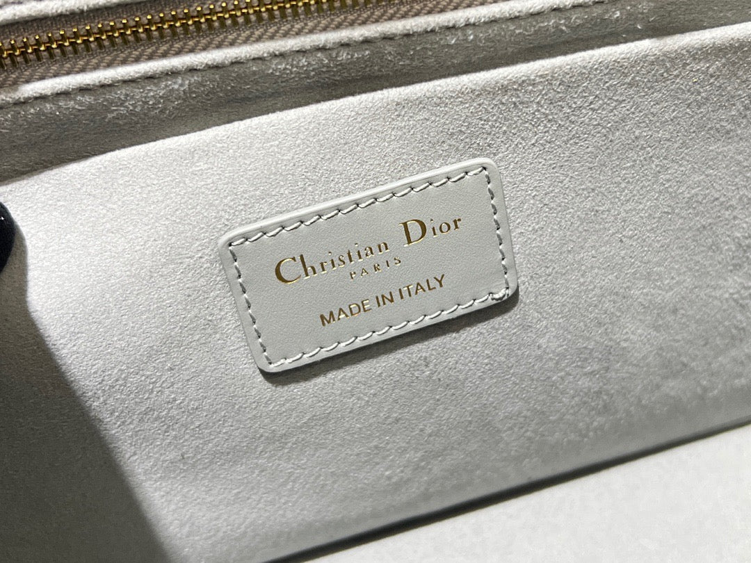 Dior Silver Small Lady Tote Bag With Soft Lambskin