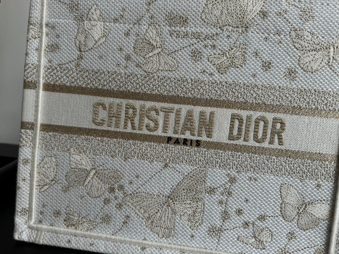 Dior Small White Gold Christmas Tote Bag