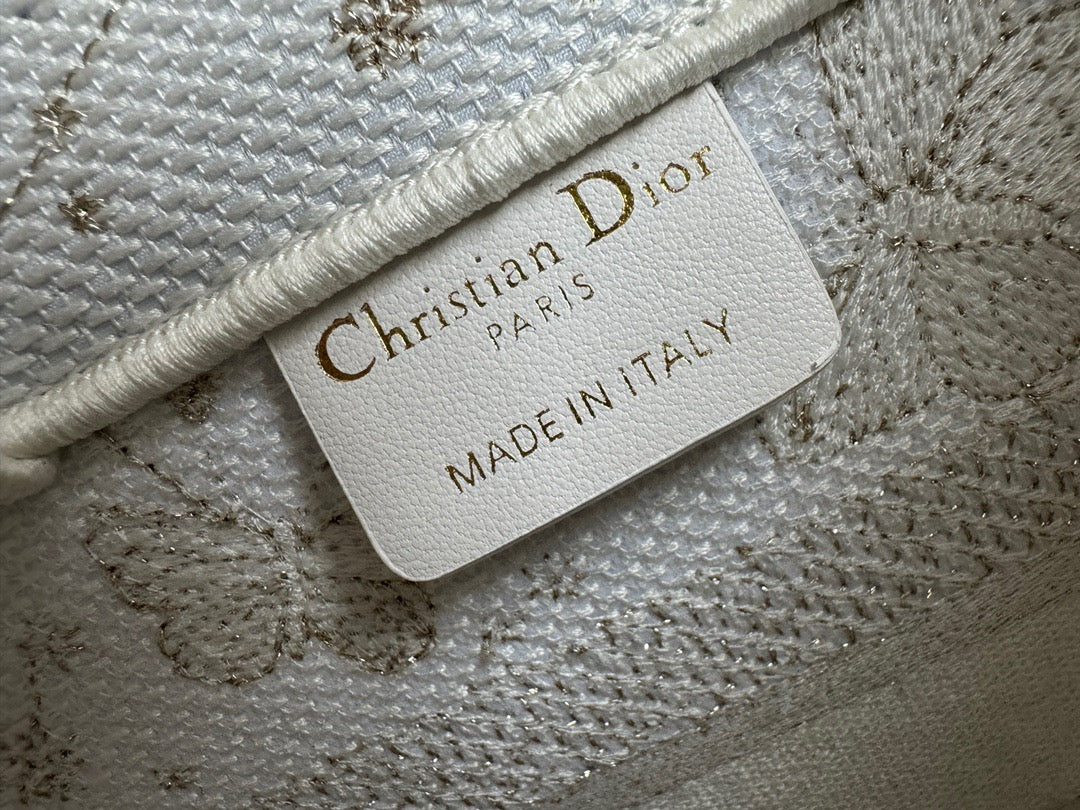 Dior Small White Gold Christmas Tote Bag