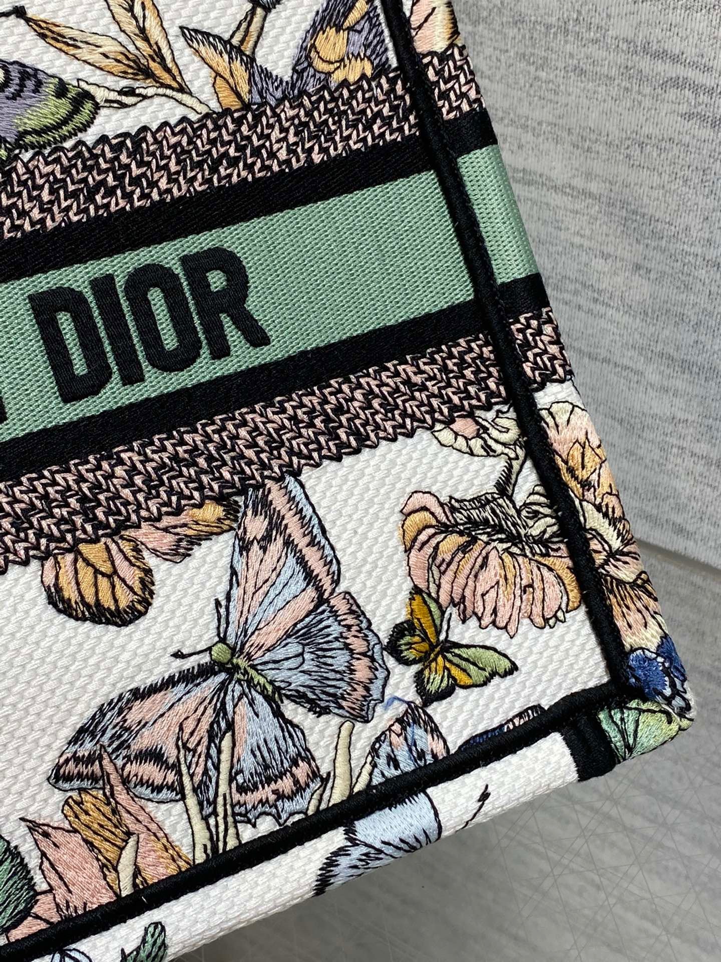 Dior Green Butterfly Series Embroidered Small Book Tote Bag