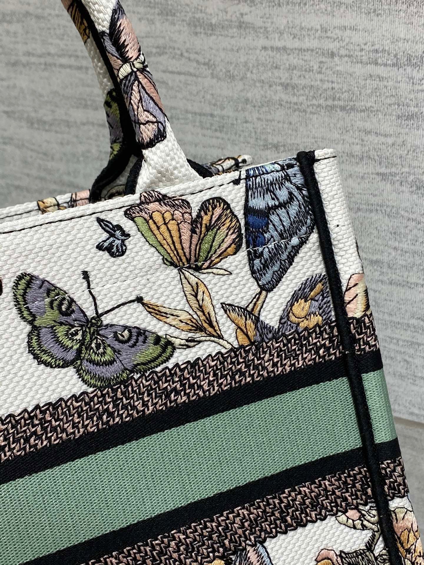 Dior Green Butterfly Series Embroidered Small Book Tote Bag