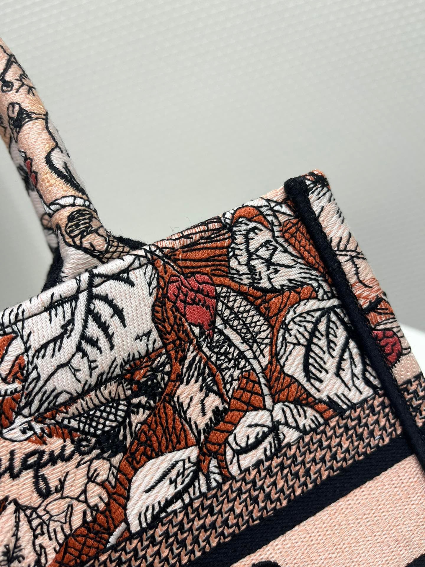 Dior Orange Magic Garden Embroidery Series Small Tote Bag