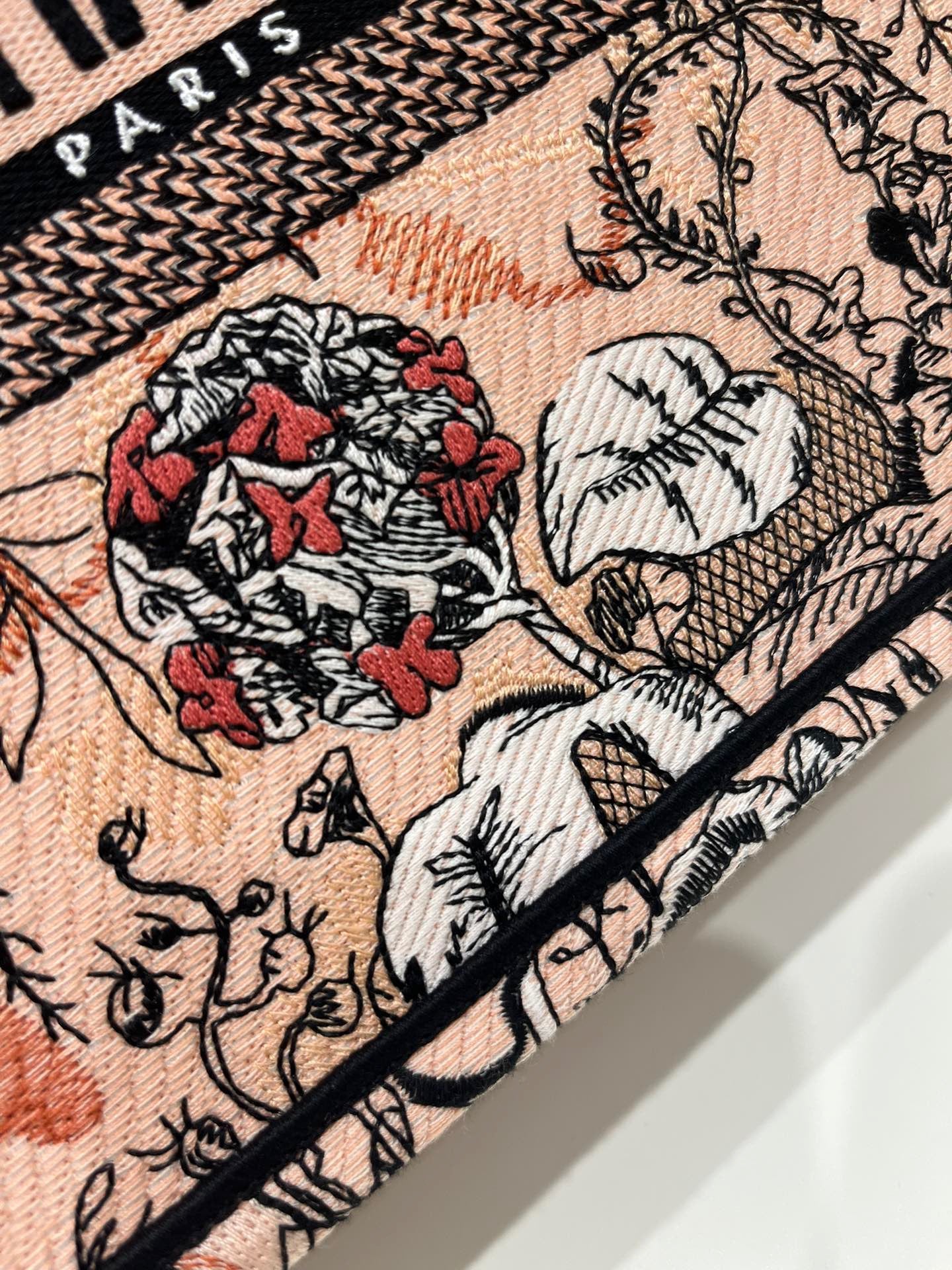 Dior Orange Magic Garden Embroidery Series Small Tote Bag