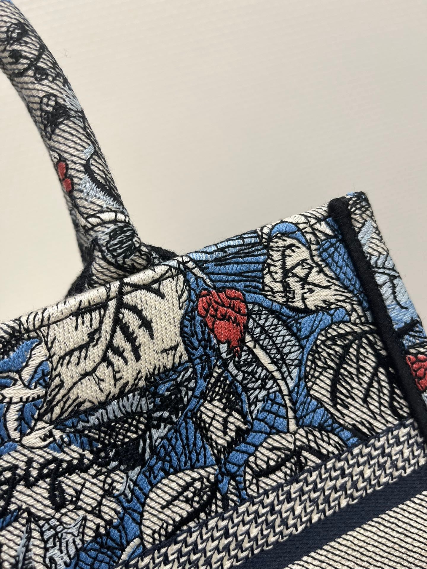 Dior Blue Magic Garden Embroidery Series Small Tote Bag