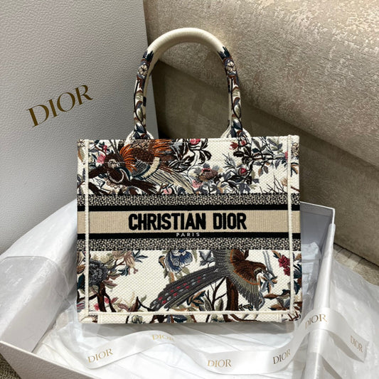 Dior Flower And Bird Embroidery Series Small Tote Bag