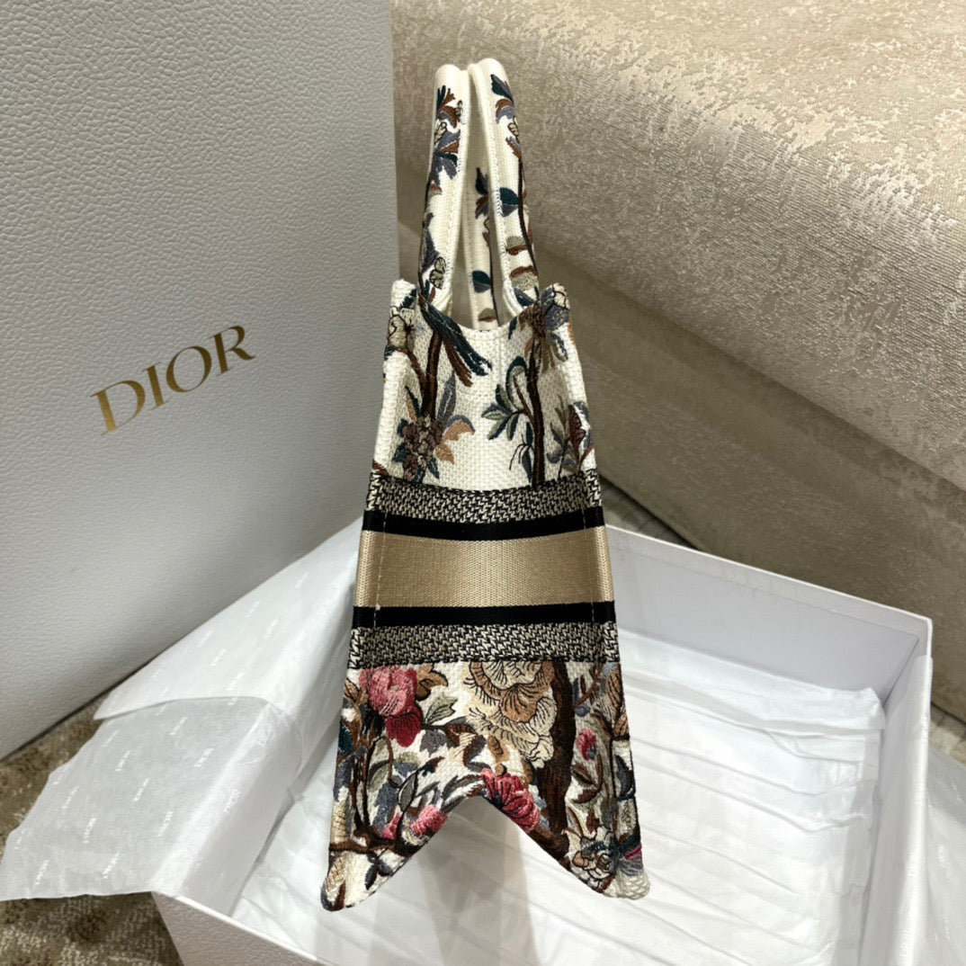 Dior Flower And Bird Embroidery Series Small Tote Bag