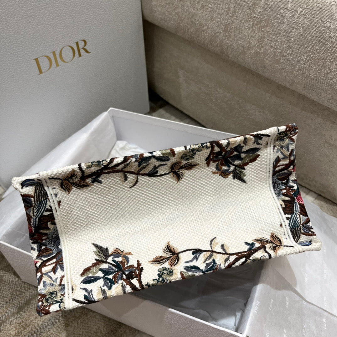 Dior Flower And Bird Embroidery Series Small Tote Bag