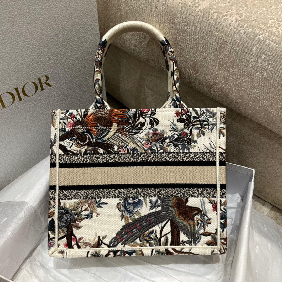 Dior Flower And Bird Embroidery Series Small Tote Bag