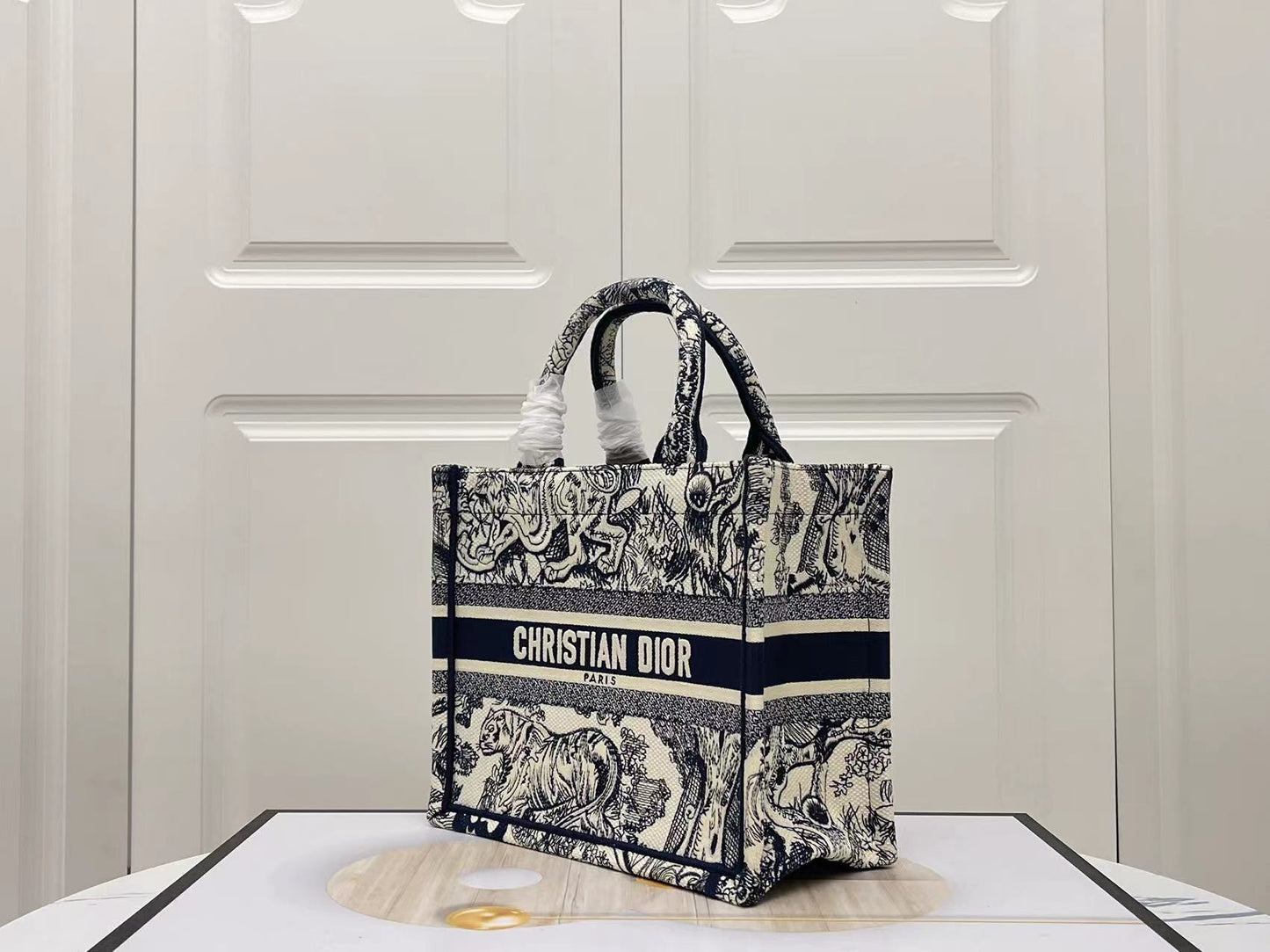 Dior Zoo Embroidery Series Small Tote Bag