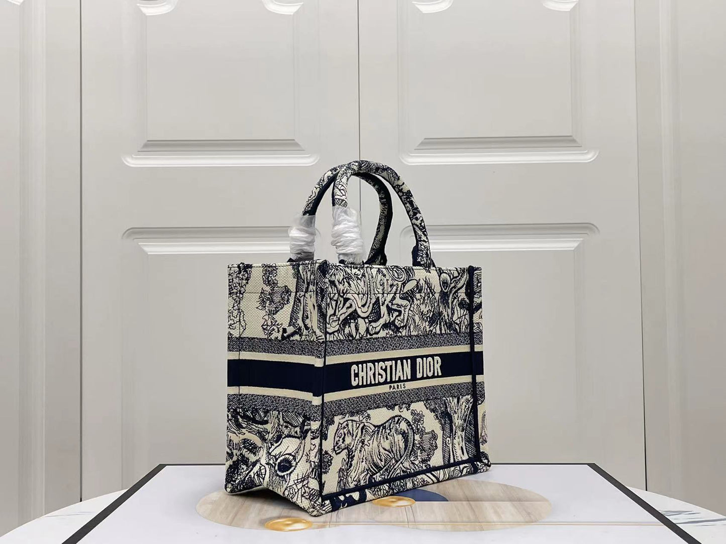 Dior Zoo Embroidery Series Small Tote Bag