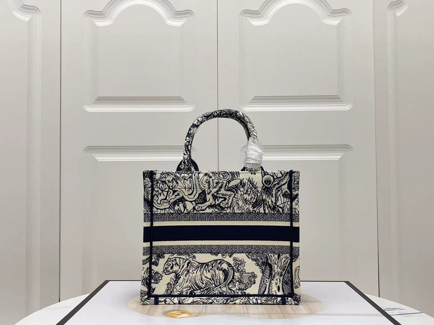 Dior Zoo Embroidery Series Small Tote Bag