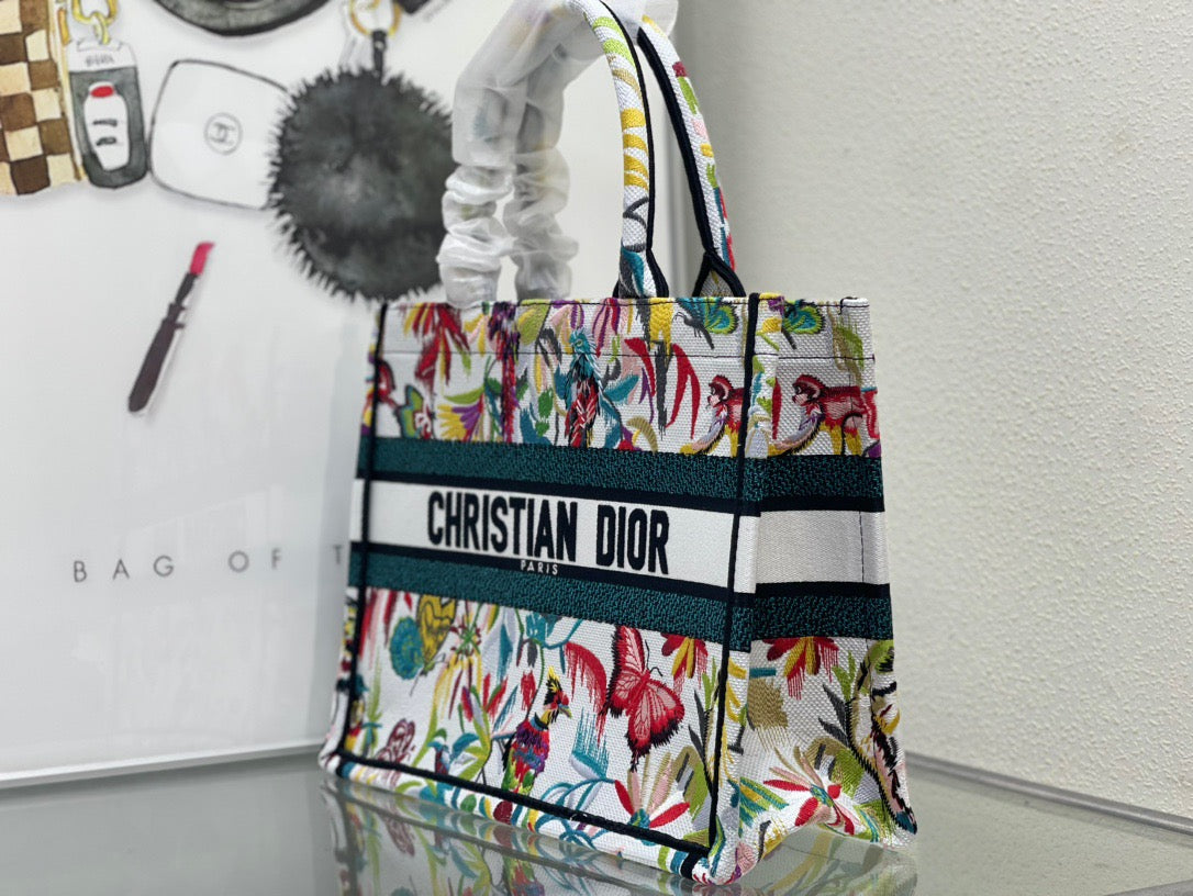 Dior Jungle Realm Embroidery Series Medium Tote Bag