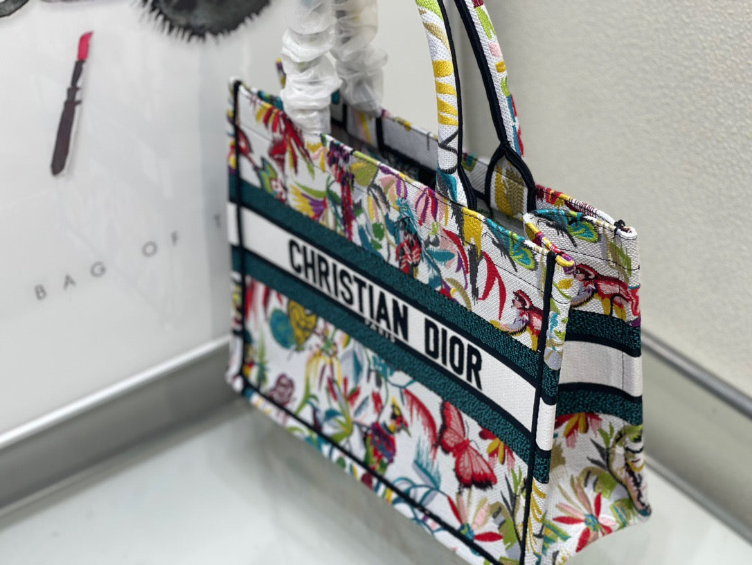 Dior Jungle Realm Embroidery Series Medium Tote Bag