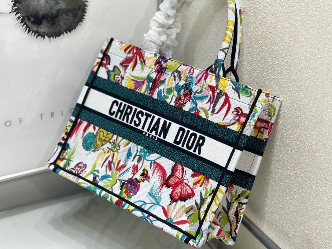 Dior Jungle Realm Embroidery Series Medium Tote Bag