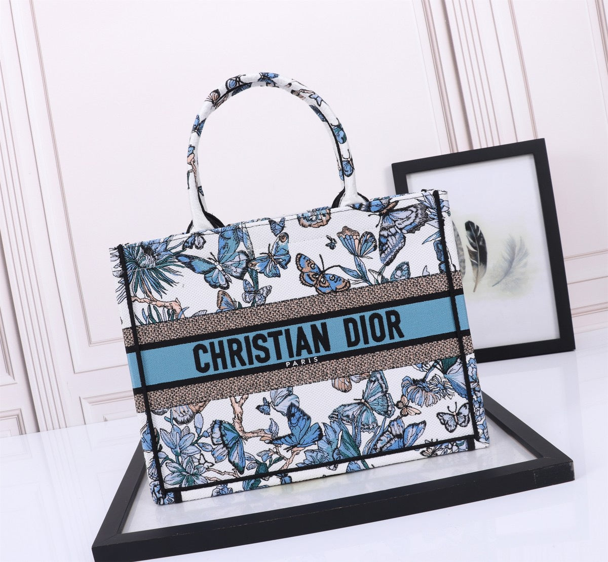 Dior Ruy Print Embroidery Series Medium Tote Bag