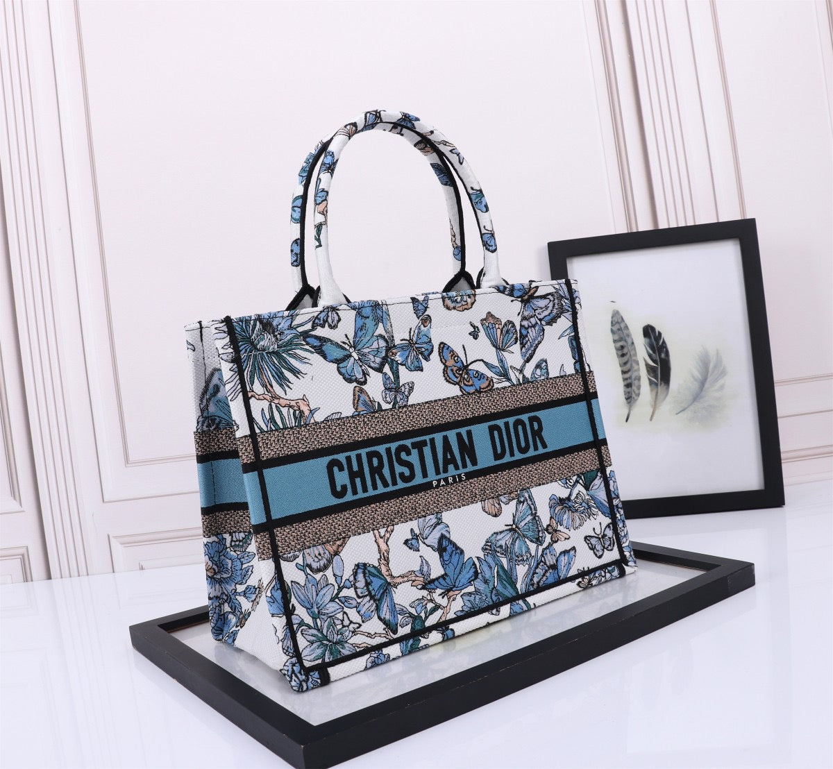 Dior Ruy Print Embroidery Series Medium Tote Bag