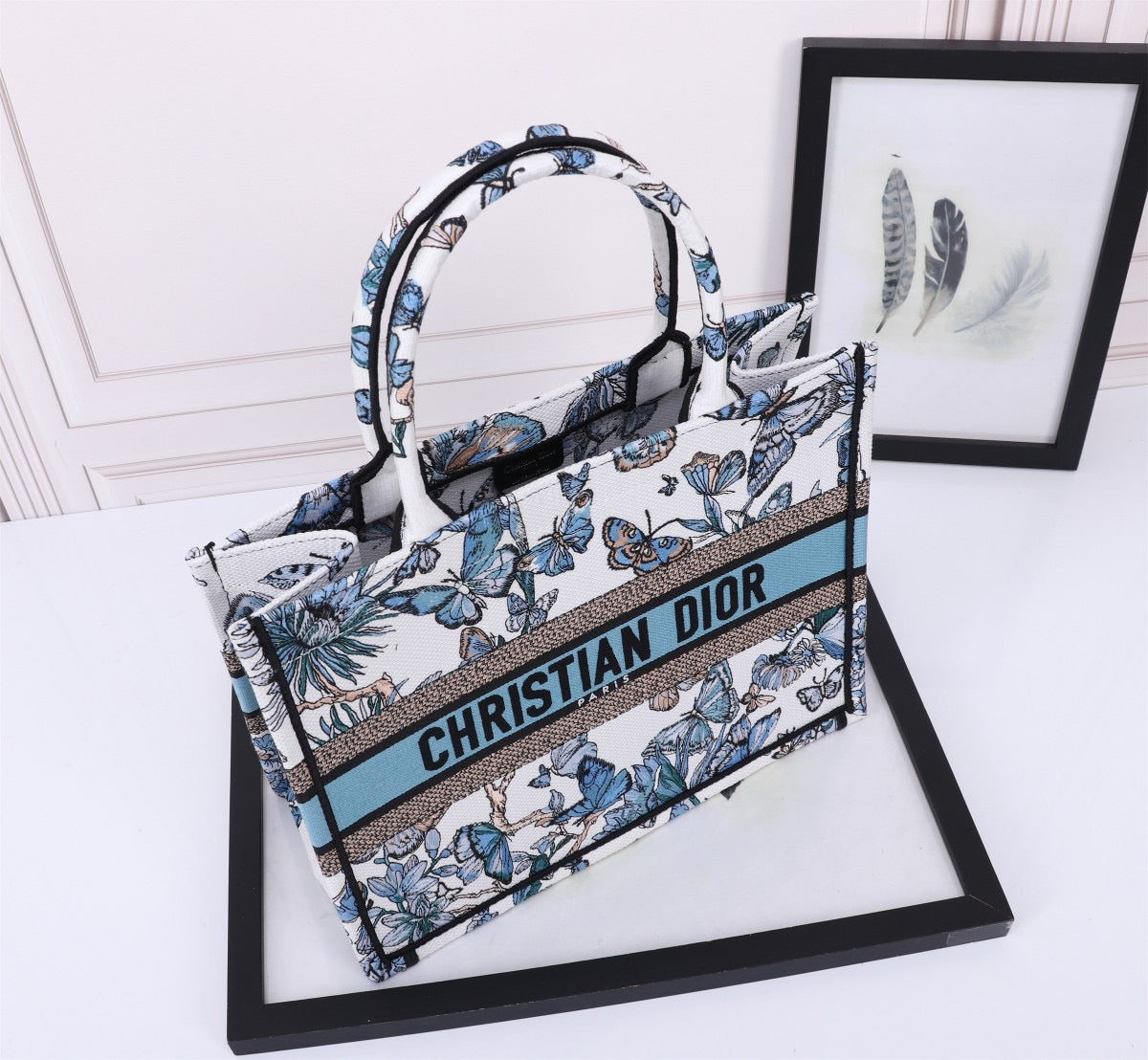 Dior Ruy Print Embroidery Series Medium Tote Bag