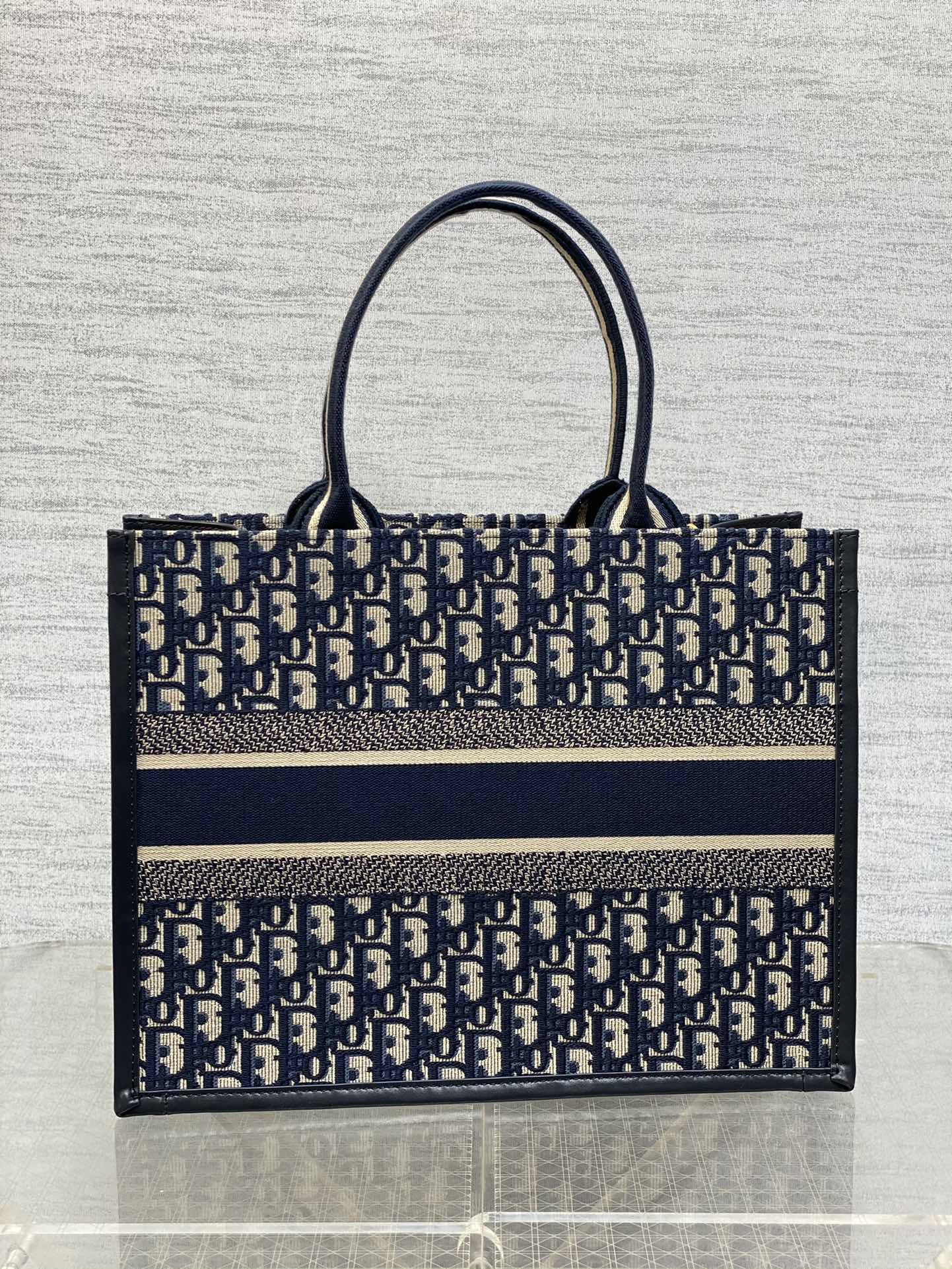 Dior Classic Blue Presbyopia Embroidery Series Medium Tote Bag