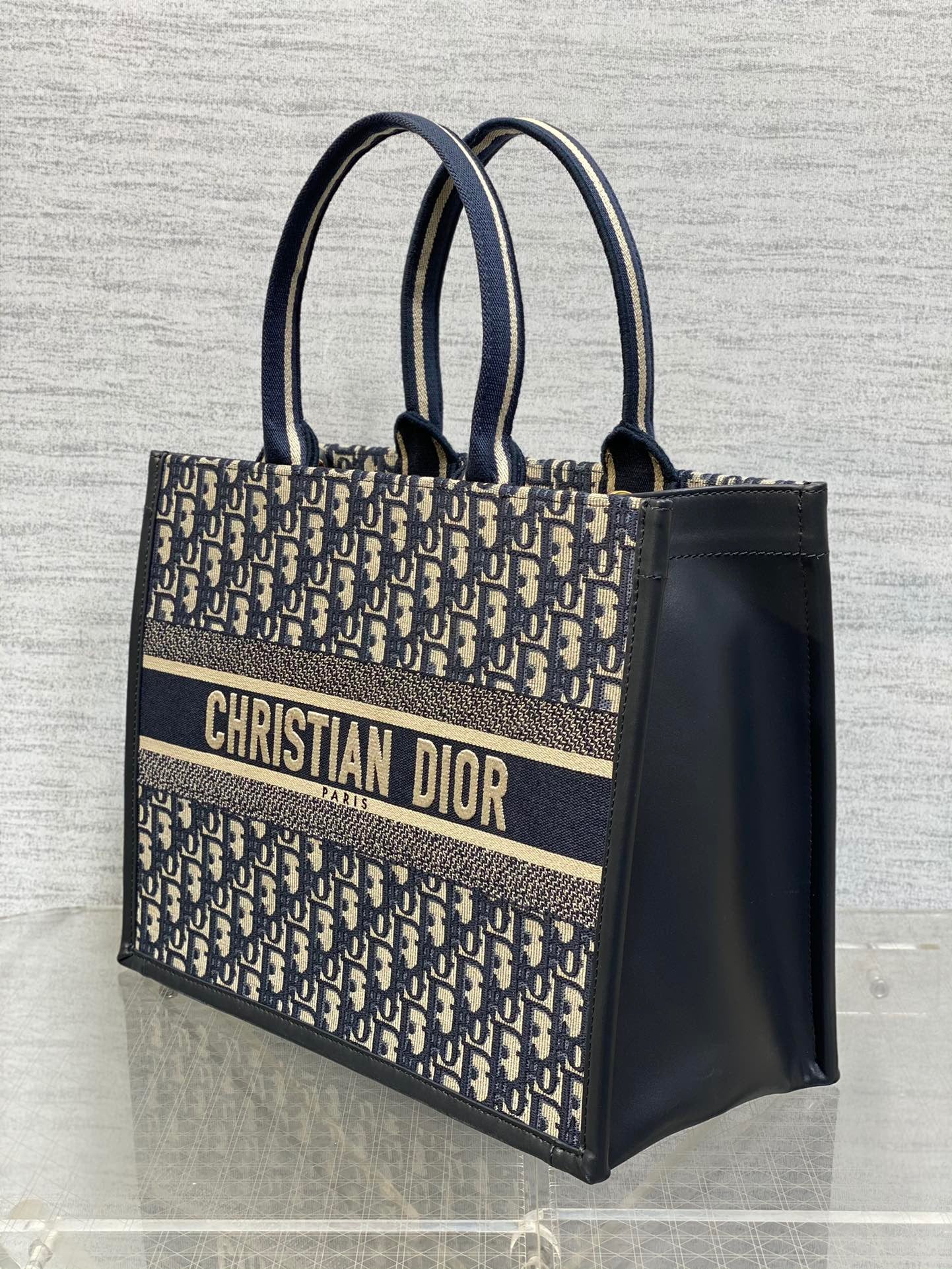 Dior Classic Blue Presbyopia Embroidery Series Medium Tote Bag