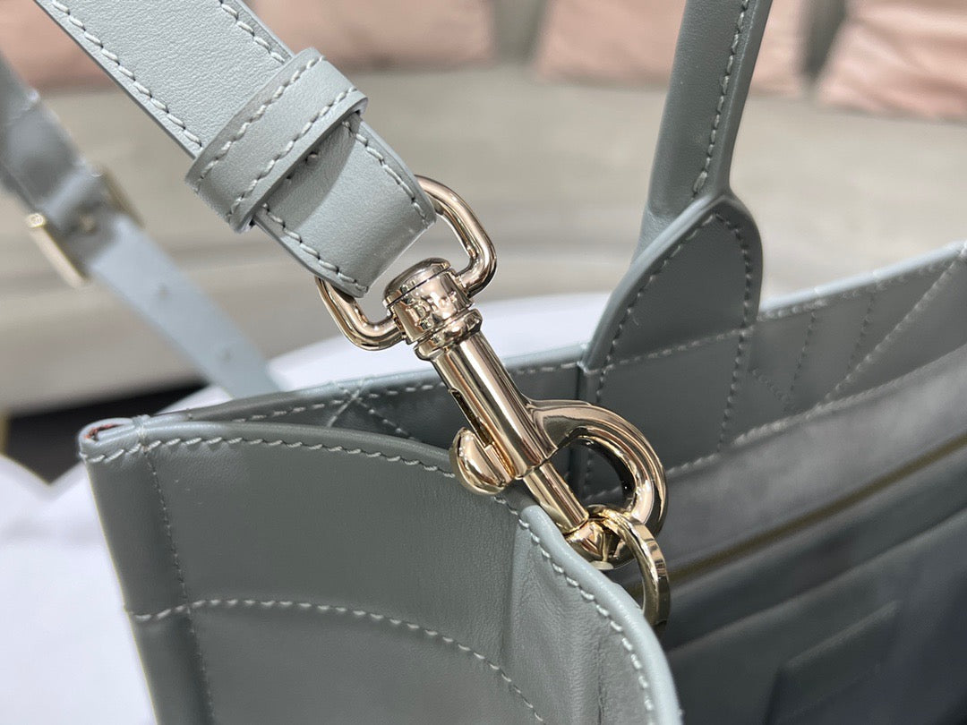 Dior Leather Series Medium Tote Bag In Silver