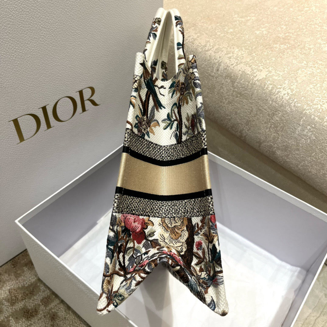 Dior Winter Garden Embroidery Series Medium Tote Bag