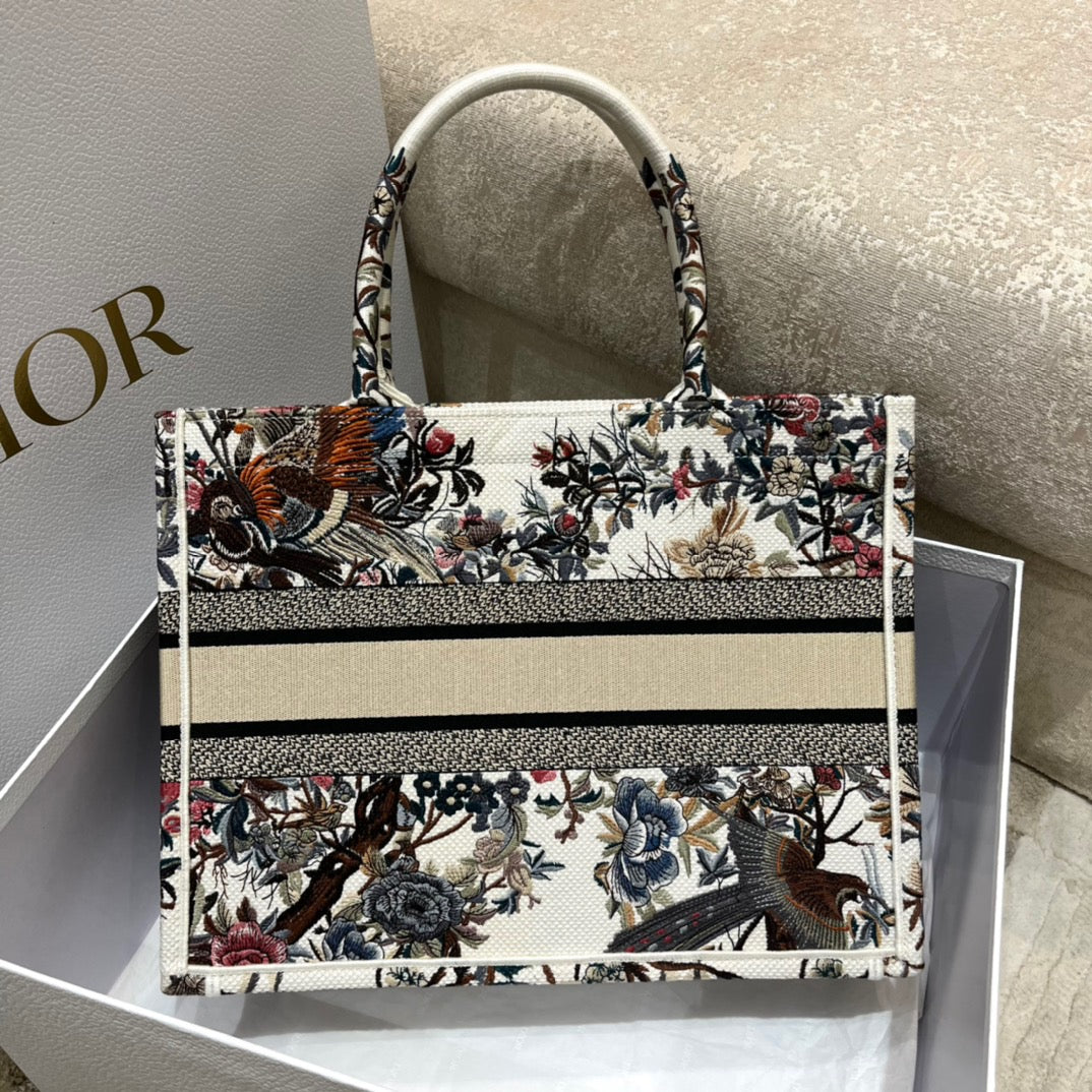 Dior Winter Garden Embroidery Series Medium Tote Bag