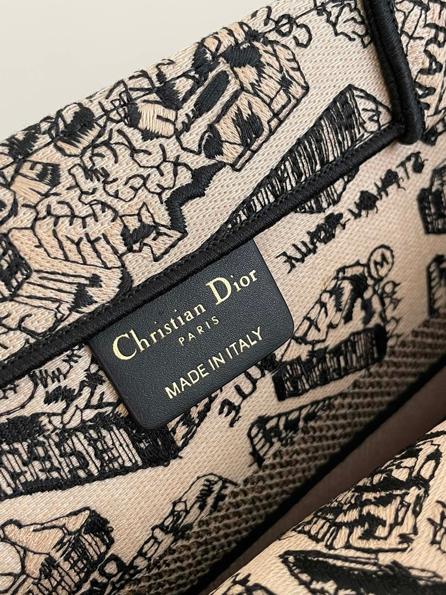 Dior Beige Paris Map Embroidered Collection Medium Tote Bag