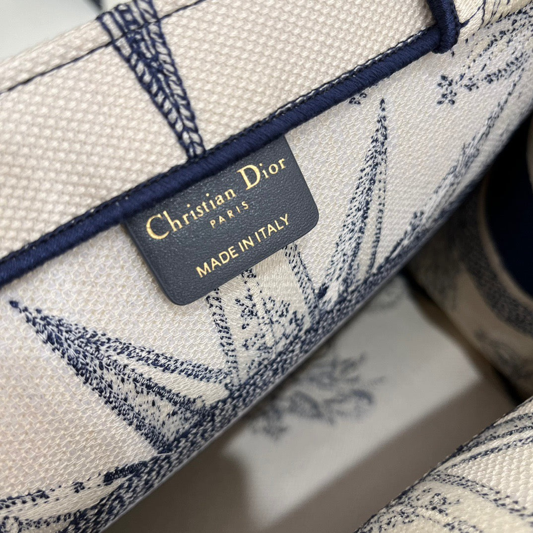 Dior Dark Blue Infinite Dreams Embroidery Series Medium Tote Bag